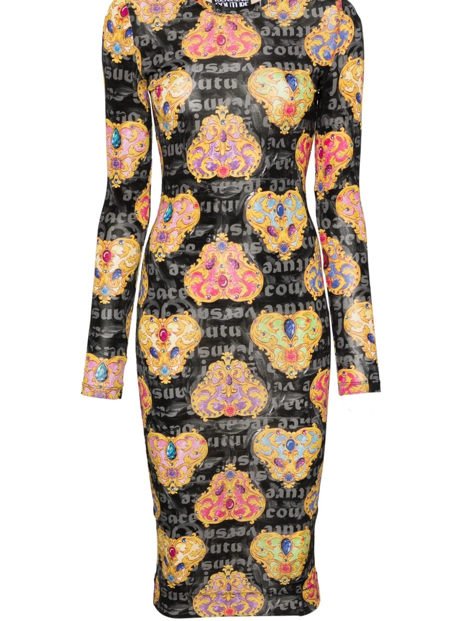 Jeans bodycon midi Women Couture Couture Versace dress 0712